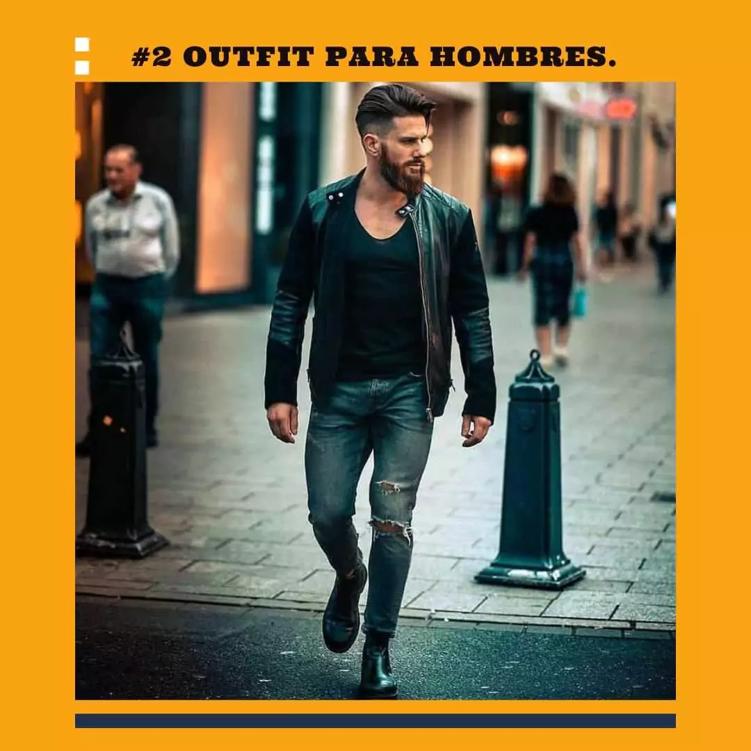 tenida polera y chaqueta cuero